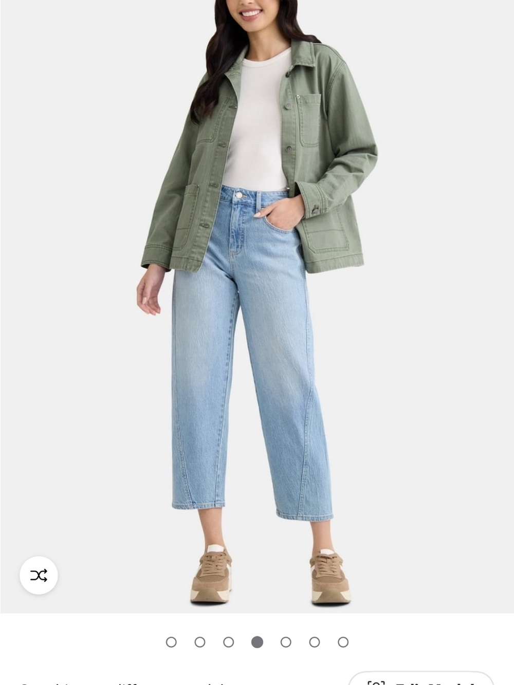 Time and Tru Light Blue High-Rise Cropped Straight Jeans with Olive Jacket